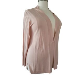 Worthington Cardigan Sweater Women PXL Rose Smoke New Open Front Ribbed Knit